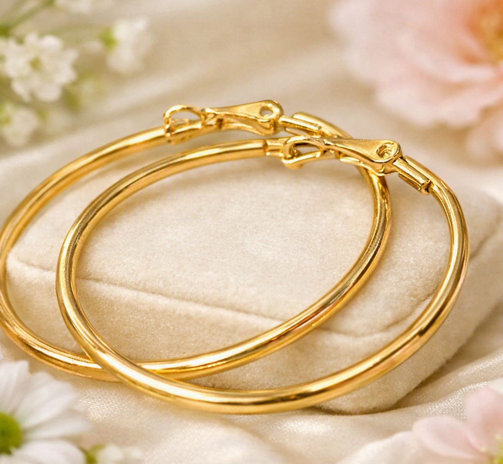 Grandes créoles dorées simples