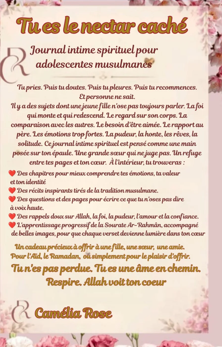 Quatrième de couverture de Tu es le nectar caché